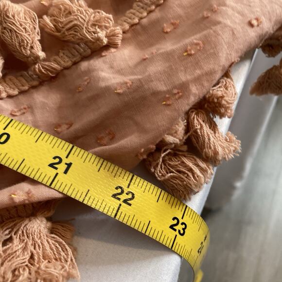 Z&L Women's Peach Tassel Boho Mini Dress Size XL Hippie Festival Indie Smocking - Picture 4 of 11